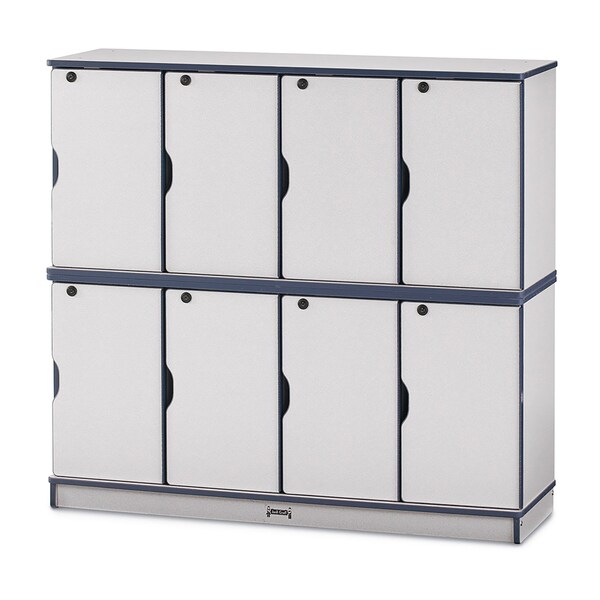 Rainbow Accents Stacking Lockable Lockers, Double Stack, Navy